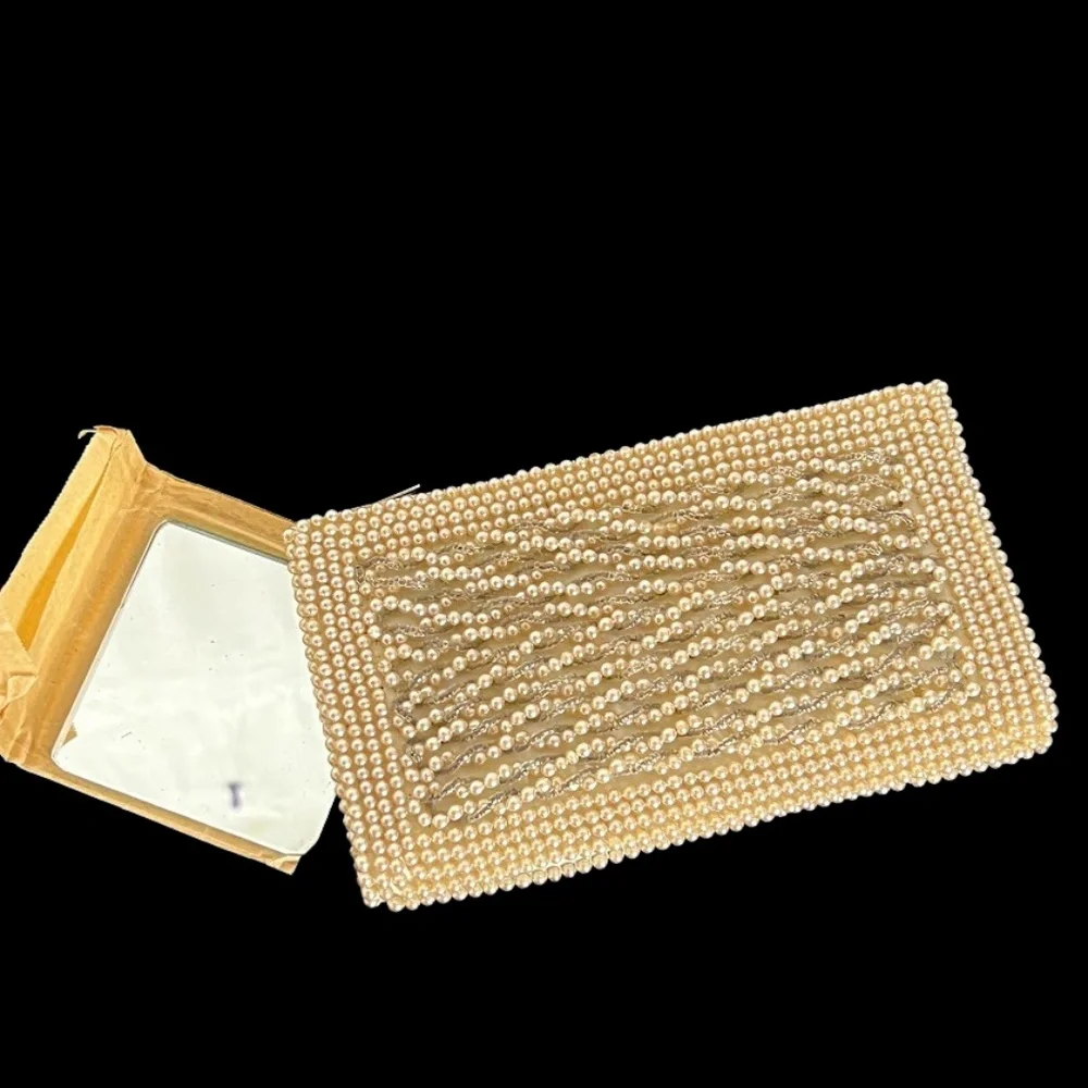 Vintage Ivory & Silver Beaded Evening Clutch or Wallet